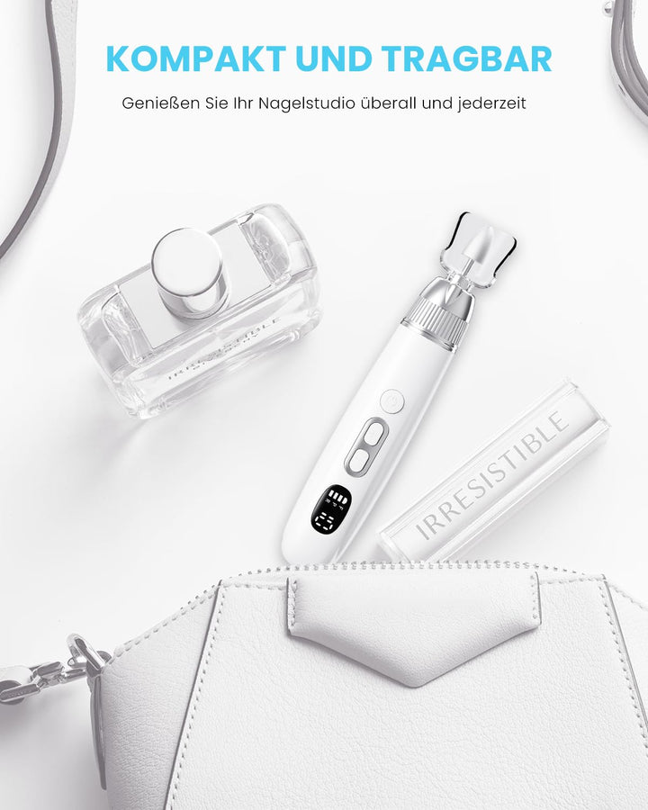 CozyZen Profi-Elektrische Nagelfräse, Akku-Nagelbohrer mit 10 Geschwindigkeiten & LED-Leuchte - Port