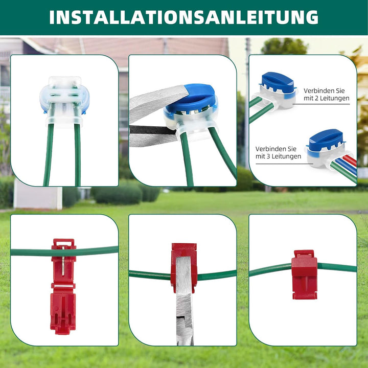 100M Universal Begrenzungskabel für Mähroboter + 200 Erdnägel + 10 Mähroboter Kabelverbinder + 10 An