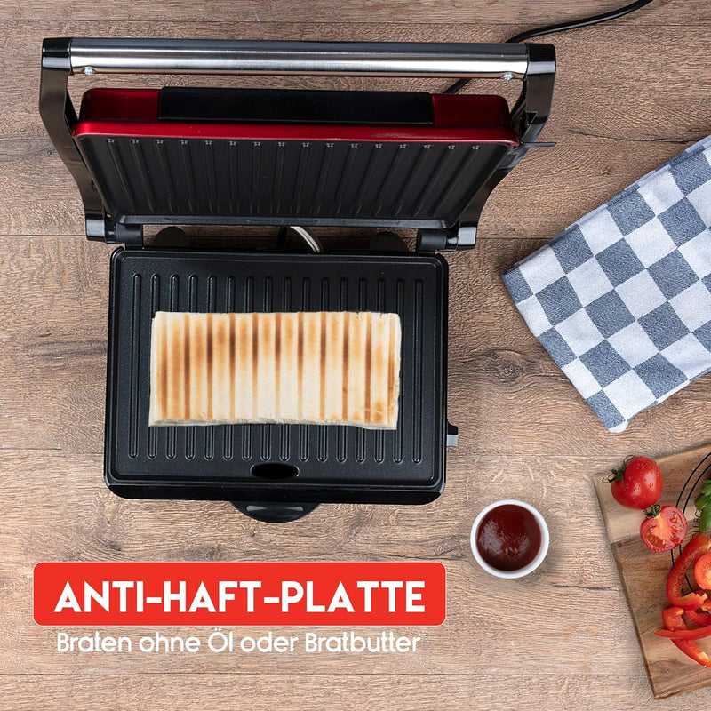 alpina Kontaktgrill - Optigrill 230V/1000W - Sandwich Maker - Panini Grill - Multigrill für Gemüse,