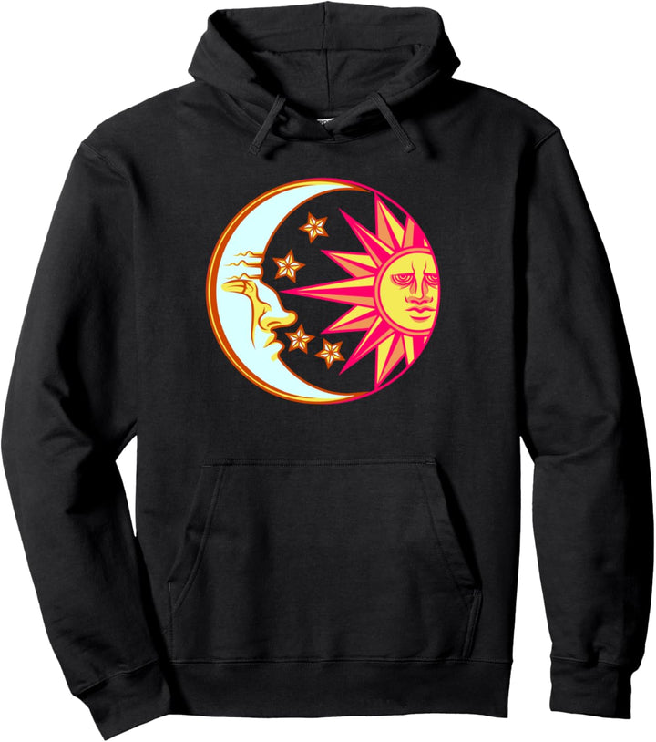 Sonne Mond Sterne Wiccan Tierkreis Astrologie Hexe Symbol Pullover Hoodie