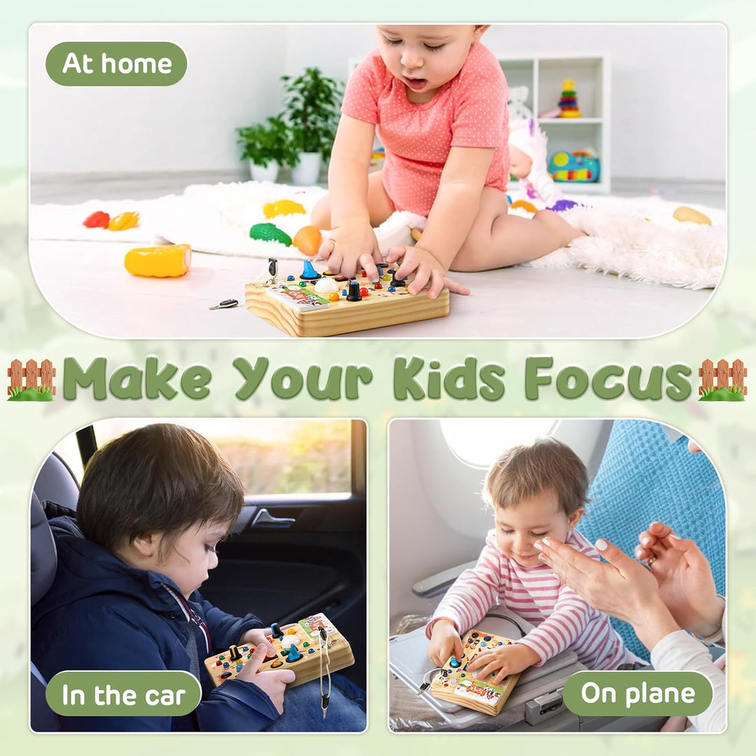Joyreal Busy Board ab 1 Jahr, Montessori Spielzeug Baby Activity Board Holzspielzeug Lernspielzeug S