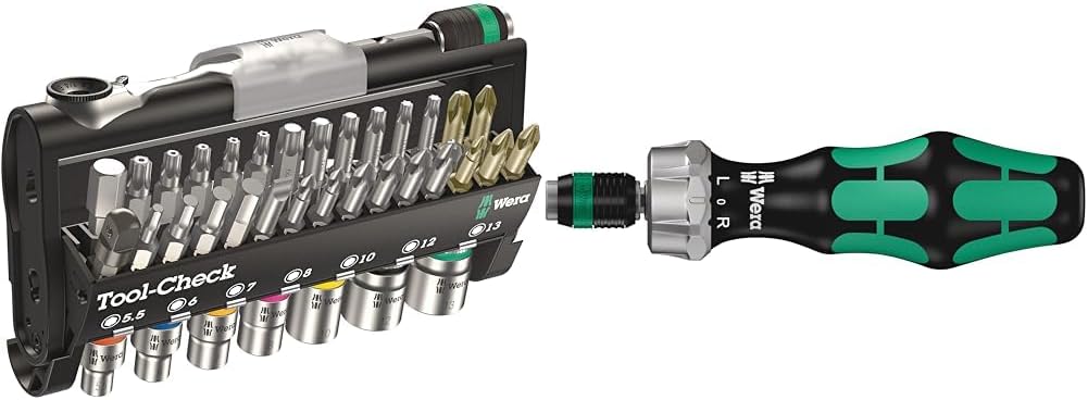 Wera 05073220001 Tool-Check 1 SB, Kompakt Werkzeug Satz, 38-teilig & Ratschenschraubendreher 816 RA,