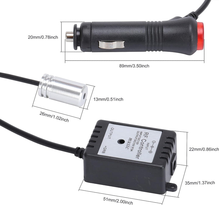 TABEN Auto Atmosphärenlicht Kit Musiksynchronisation Mehrfarbig RGB 16 Millionen Farben 3 Meter Glas