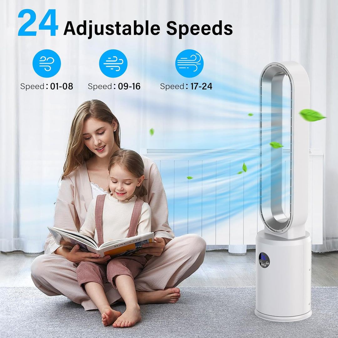 YAZEKY Turmventilator Sehr Leise Rotorloser Ventilator - 3 Geschwindigkeiten 97cm 60° Oszillierender