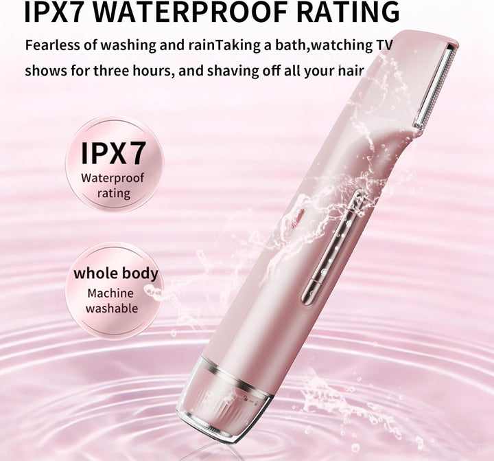 Bikini Trimmer for Women, IPX7 Waterproof 2-in-1 Body &amp; Facial Hair Trimmer Electric Razor for Face,