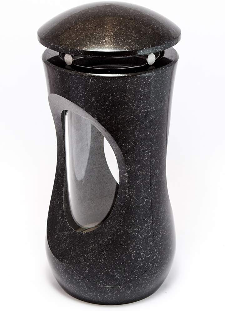 Afterglow Stilvolle Grablampe Classic aus echtem Granit Schwedisch Black Höhe 25 cm/Ø 12,5 cm cm Gra
