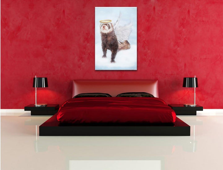 Pixxprint Süsses Frettchen im Engelsköstum als Leinwandbild/Grösse: 100x70 / Wandbild/Kunstdruck/fer