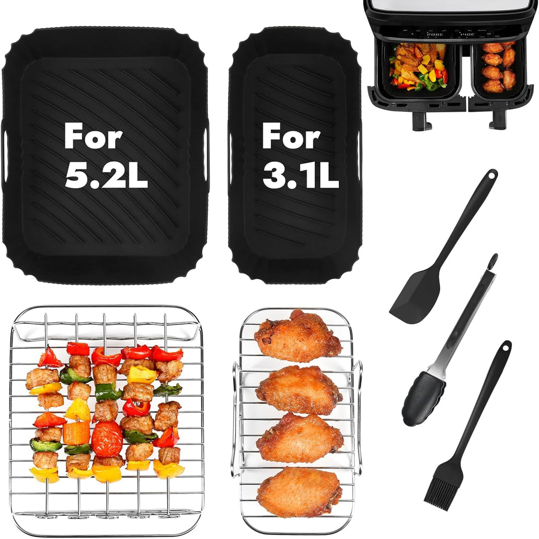 YQL Heissluftfritteuse Zubehör für Philips Airfryer 3000/Tefal EY9018 Dual Easy Fry, Silikonform Hei