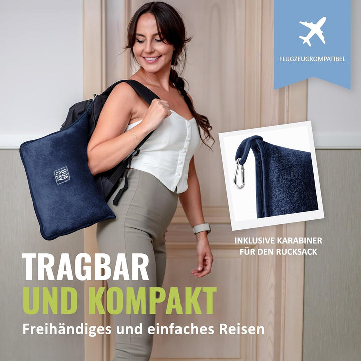 BOACAY Weiche &amp; Warme Reisedecke für Flugzeug &amp; Auto - Unentbehrlich für Lange Flüge für Frauen, Män