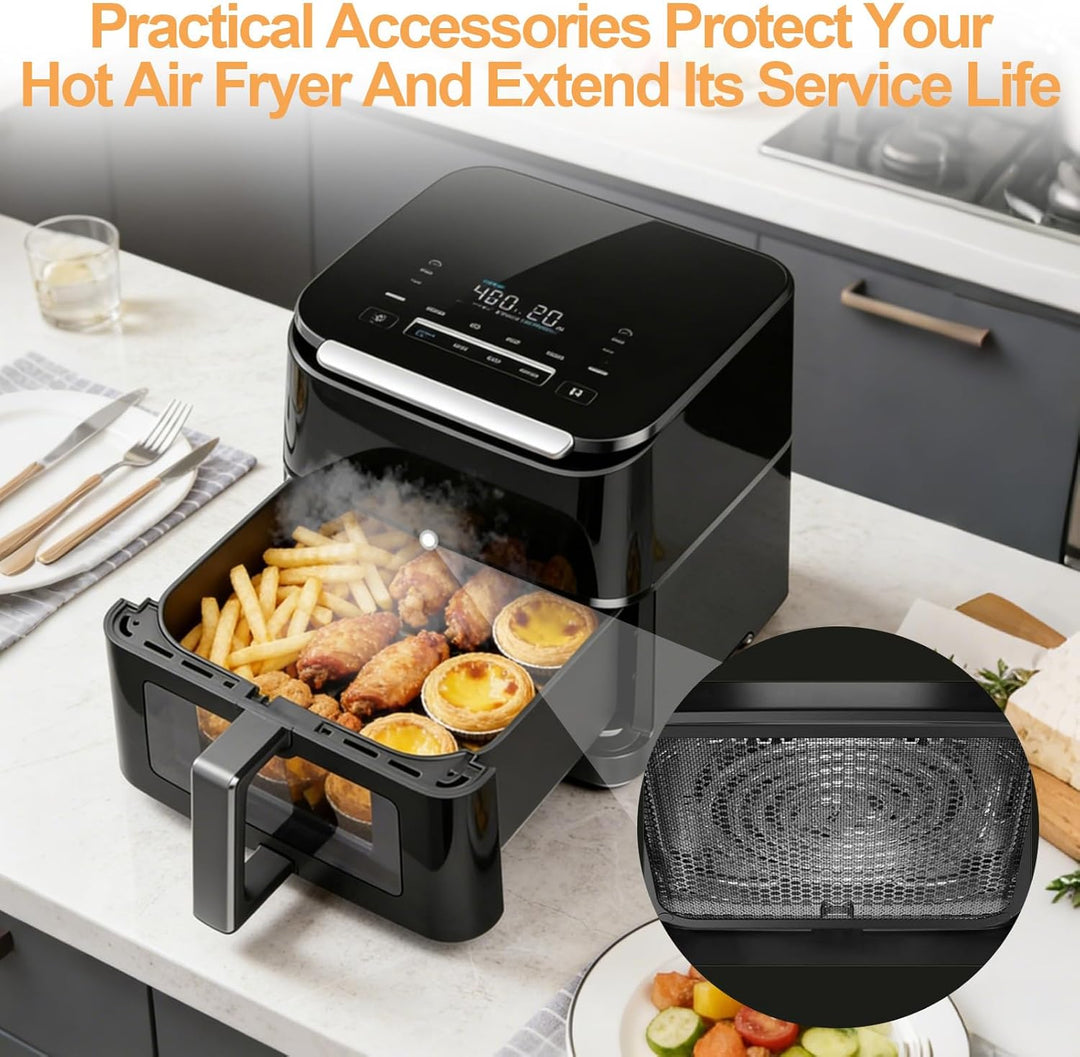 2 Stück Edelstahl Spritzschutz für Cosori Airfryer Heissluftfritteuse CP158 5,5L, TurboBlaze 6,0L, P