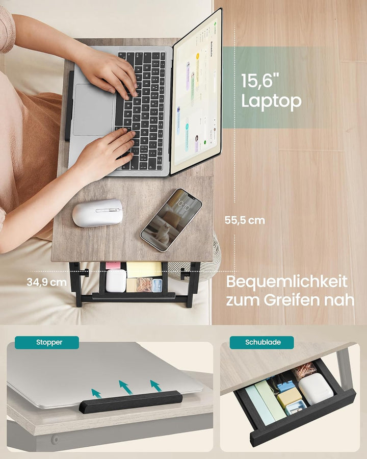 SONGMICS Laptoptisch, Laptopständer, Frühstückstablett, klappbare Beine, für Bett und Sofa, höhenver