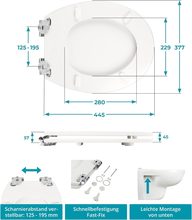 Calmwaters® WC Sitz mit Absenkautomatik, Stein-Motiv Splinter Stone, Holzkern Toilettendeckel, Fast-