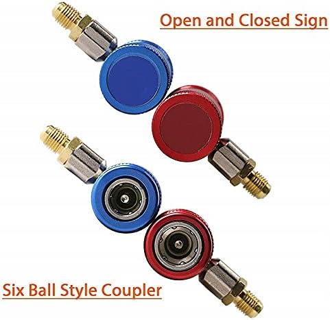 TOTMOX 2 Stücke Auto Auto AC High/Low Side R1234yf Schnellwechsler Adapter Umbausatz Blau/Rot Hochdr