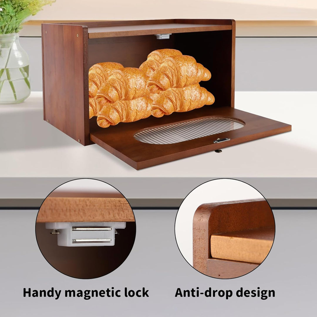Brotkasten Holz für Küchenarbeitsplatte, Aufbewahrungsbox, Küche Brotbehälter, Corner Bread Box, Bra