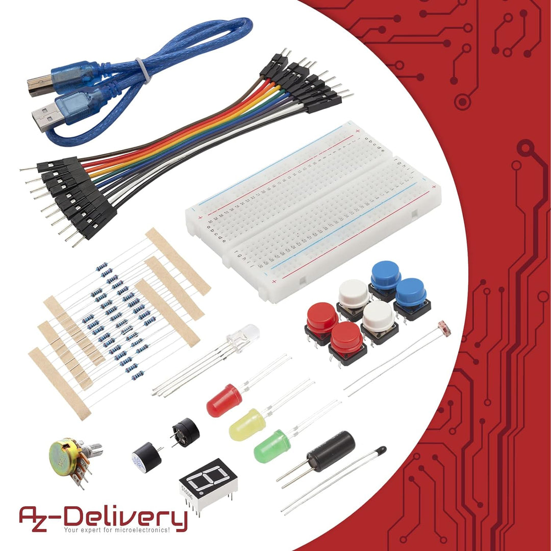 AZDelivery Elektronik Starter Kit für Schulkinder Electronic Fun Kit mit USB-Kabel, Breadboard, Sens
