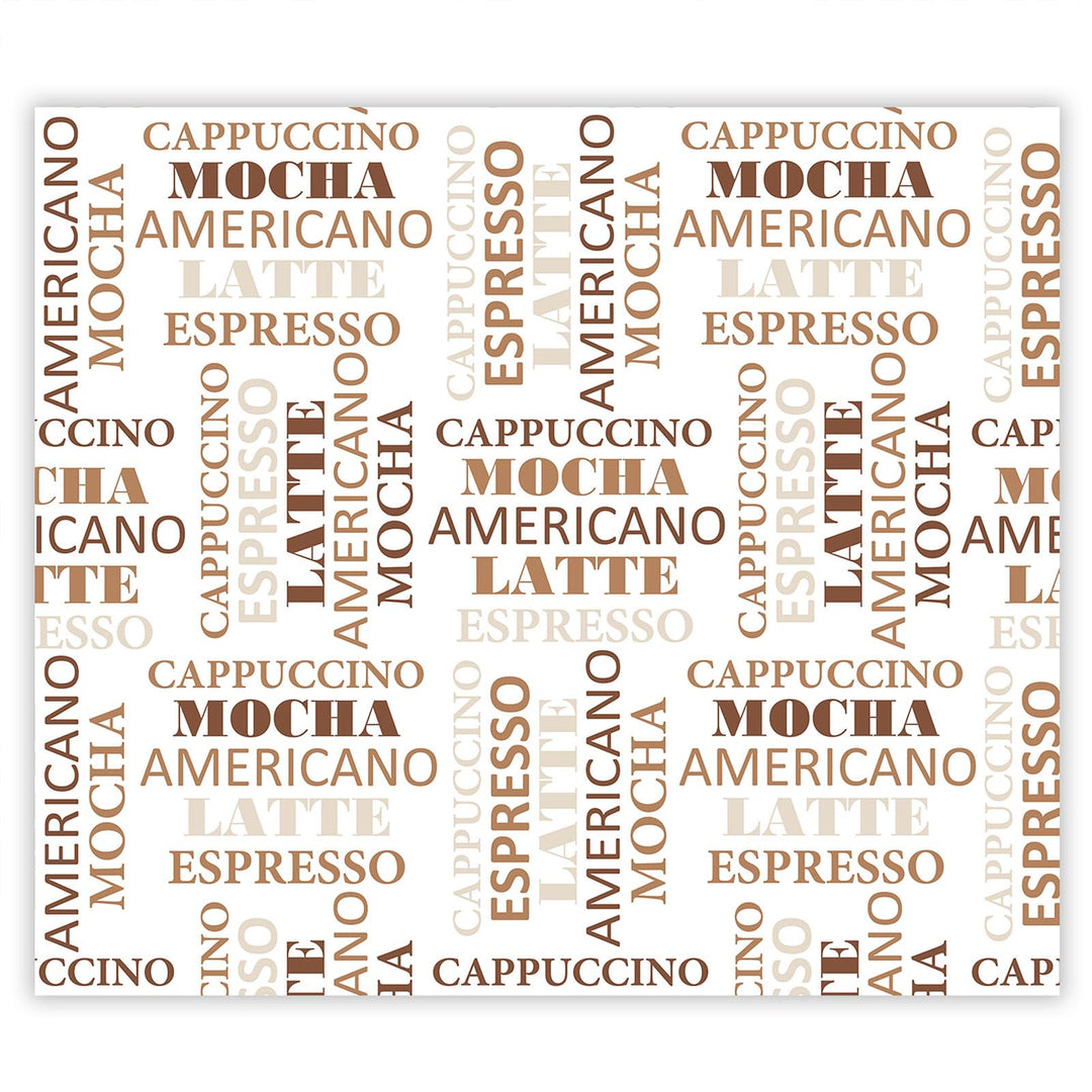 SmartDecoration Herdabdeckplatte Ceranfeldabdeckung aus Glas 60x52 cm Einteilig Motiv "Kaffee" Weiss