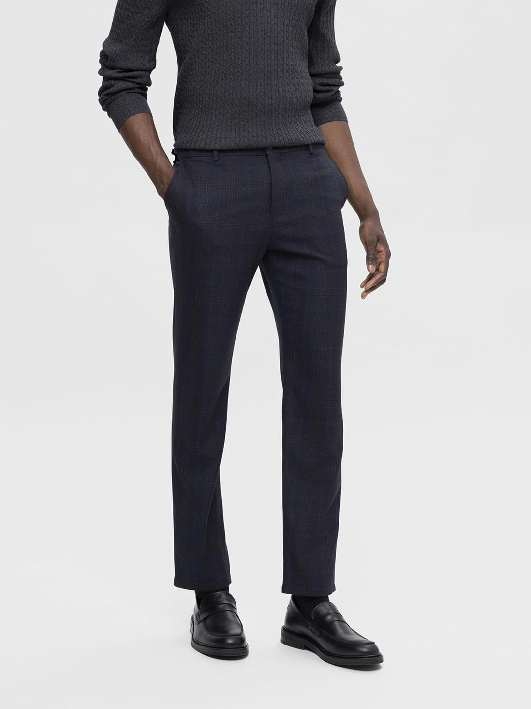 SELETED HOMME Herren Hose 33W / 34L Navy Blazer/Checks:brown, 33W / 34L Navy Blazer/Checks:brown