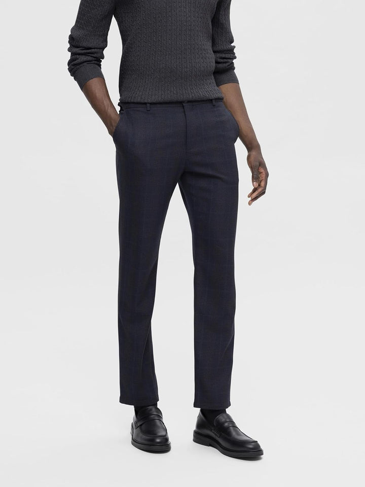 SELETED HOMME Herren Hose 33W / 34L Navy Blazer/Checks:brown, 33W / 34L Navy Blazer/Checks:brown