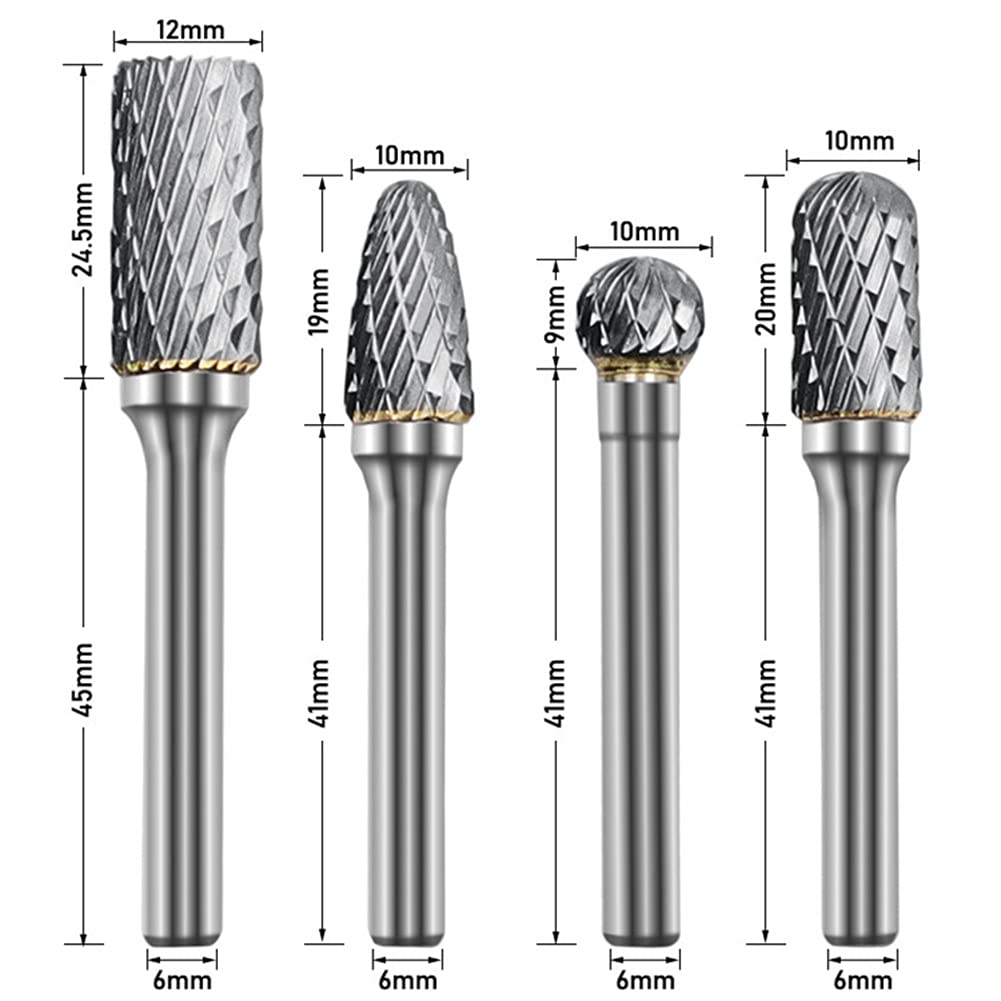 Hartmetall FräSstifte Set, 8 Stück Metall FräSer Wolframcarbid HartmetallfräSer Mit 1/4" (6mm) Schaf