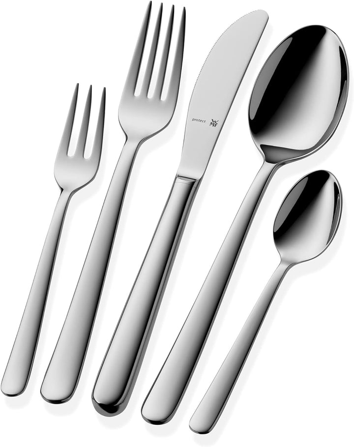 WMF Kult Plus Besteck Set 12 Personen, 66 teilig, 60 Teile mit Servierbesteck, Hohlheftmesser, Croma