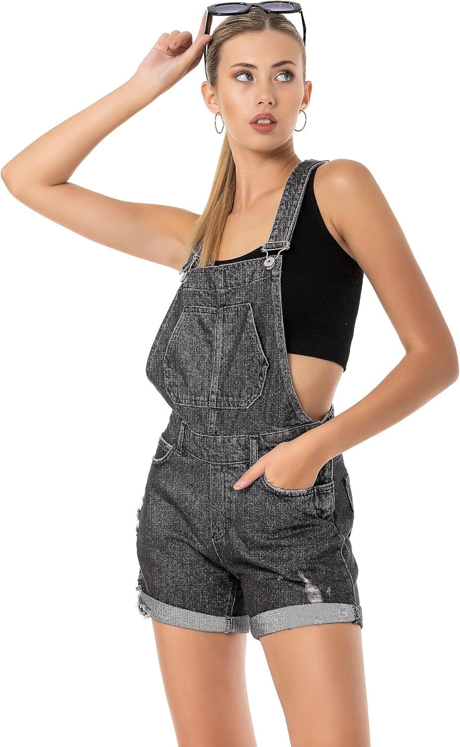 Redbridge Denim Latzhose für Damen Jeans Overall Jumpsuit 32W Schwarz, 32W Schwarz