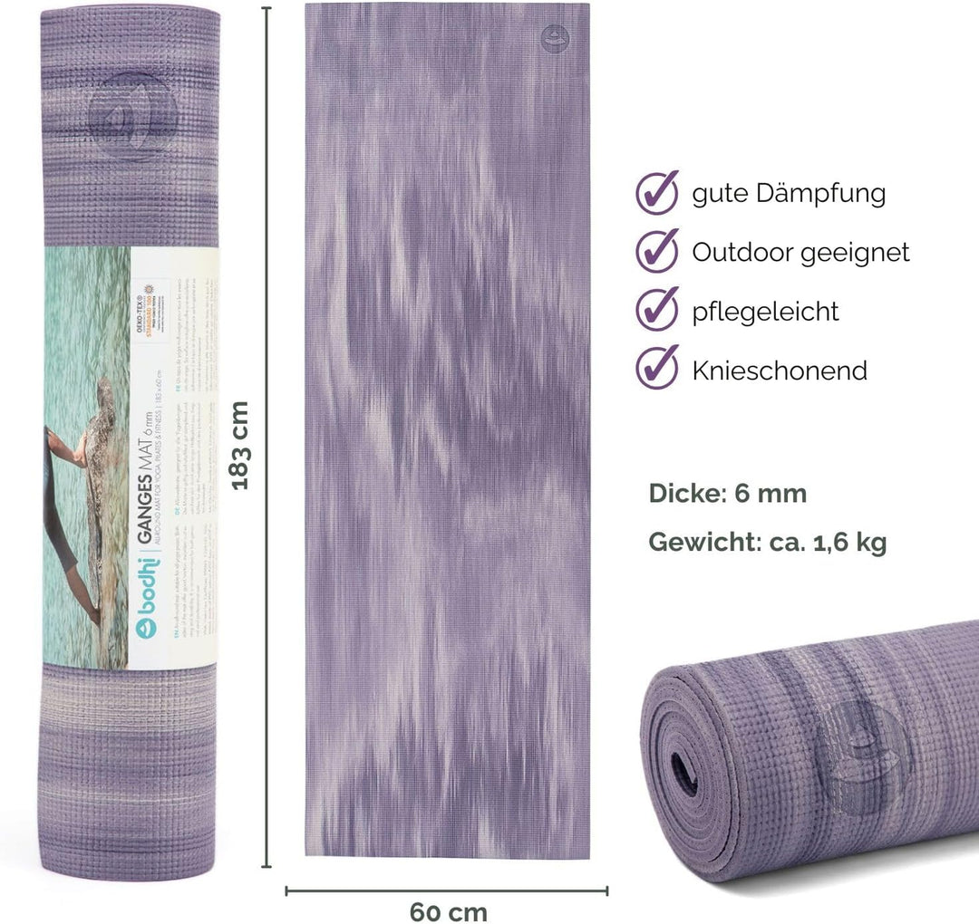 Bodhi Yogamatte Ganges | Rutschfeste Sportmatte | Schadstofffreie &amp; Waschbare Fitnessmatte | Matte a