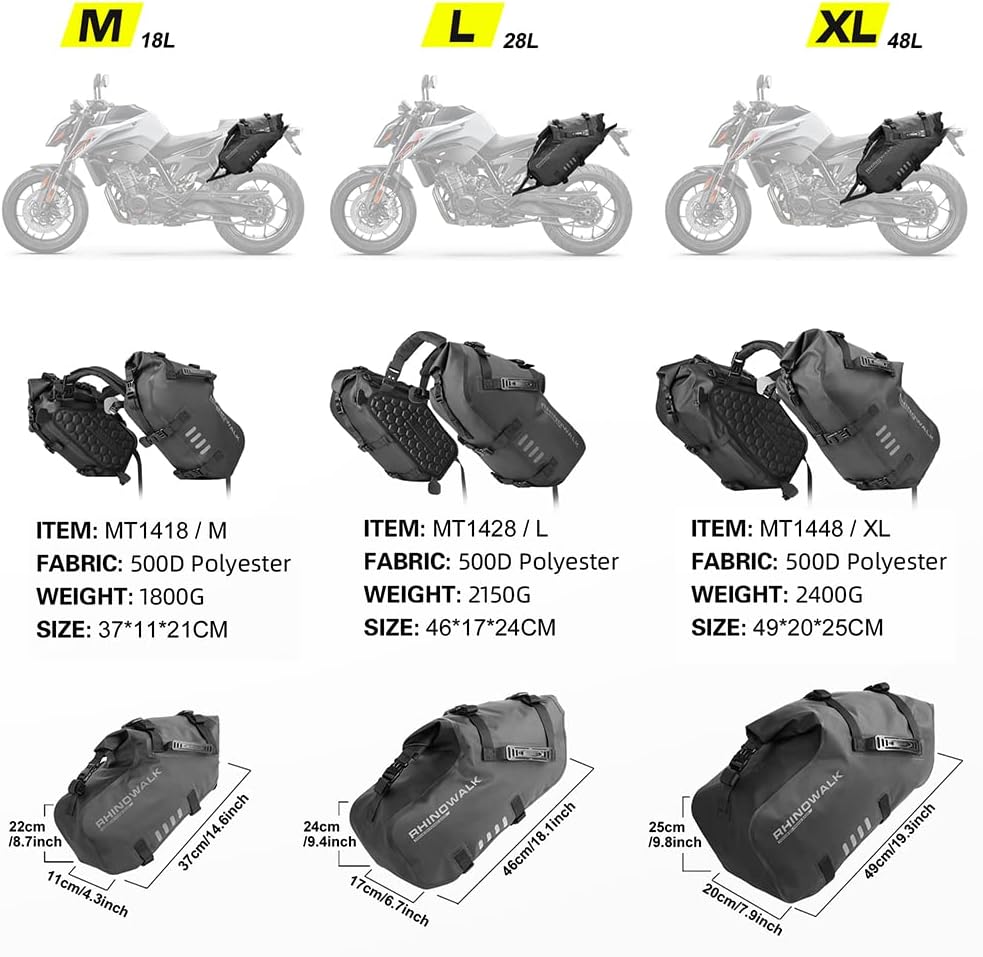 Rhinowalk Motorrad Satteltasche Hecktasche Wasserdicht Motor Seitentasche Gepäcktasche Hinterradtasc