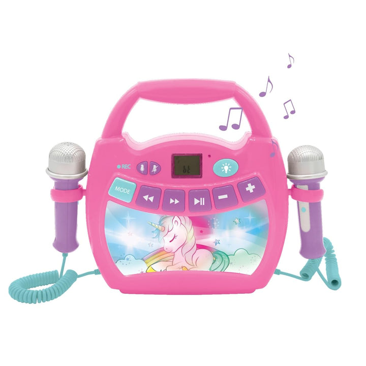 Lexibook Einhorn- Tragbarer digitaler Karaoke-Player für Kinder - Mikrofone, Lichteffekte, Bluetooth