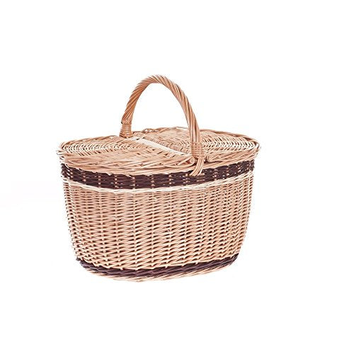 e-wicker24 Picknickkorb aus Weide Weidenkorb mit dem Deckel grosser Aufbewahrungskorb für Obst und G