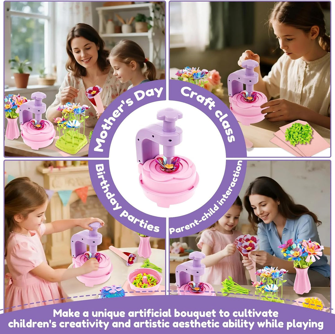 Blumen Bastelset Kinder, Blumenpresse Basteln Kinder mit Blumenmaschine Spielzeug Blumen Basteln Mäd