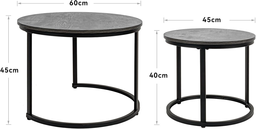 Hawthyhome wohnzimmertisch aus Holz mit Metallrahmen, couchtisch 2er Set & Moderner Beistelltisch Ka