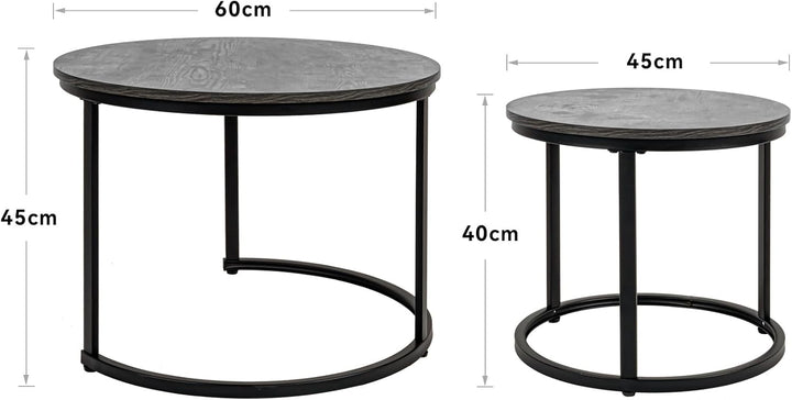 Hawthyhome wohnzimmertisch aus Holz mit Metallrahmen, couchtisch 2er Set & Moderner Beistelltisch Ka