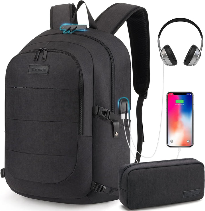 Tzowla Anti Diebstahl Laptop Rucksack für Herren,Rucksack Wasserdicht mit USB-Ladeanschluss und Schl