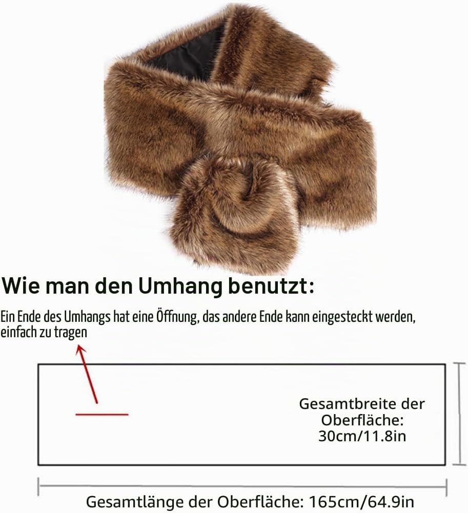 ISAKEN Damen Kunstfell Schals Braut Hochzeit Kunstpelz Schal Wrap Schwarz Braut Pelz Schal Stola Fur