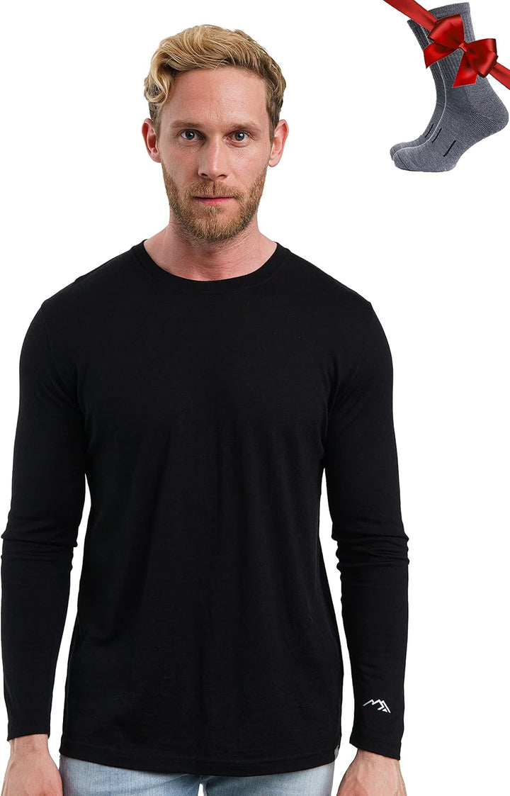 100% Merino Unterwäsche Herren - Merino Langarmshirt Herren Atmungsaktiv Und Feuchtigkeitsableitend