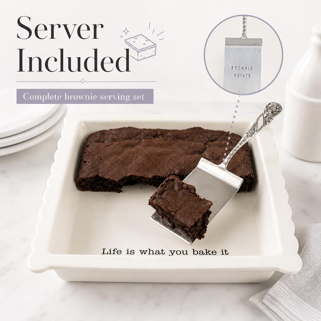Mud Pie Brownie Baker Set, 3,35 H x 13,4 L x 13,1 W, Weiss