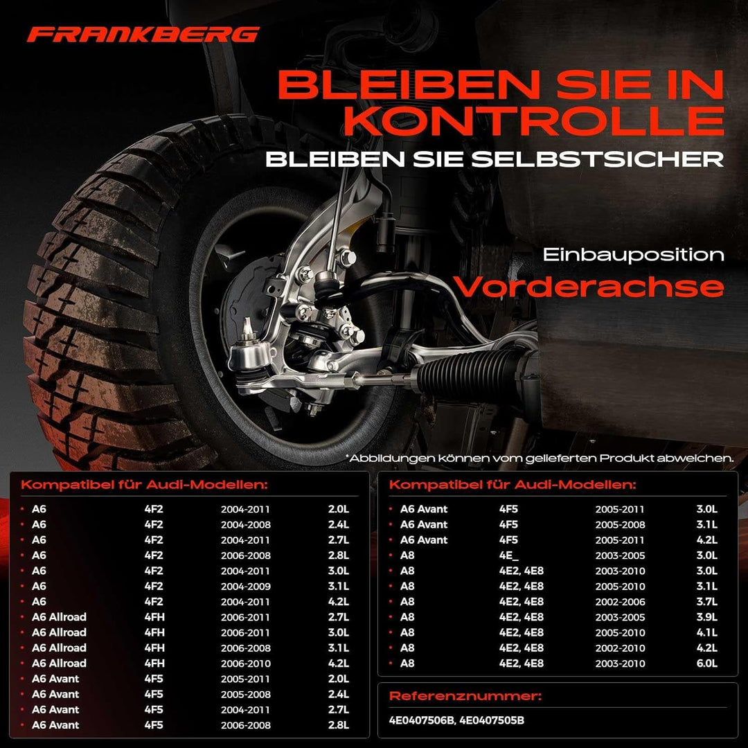 Frankberg 2x Querlenker Vorderachse Vorne Oben Kompatibel mit A6 4F2 C6 2004-2011 A8 4E2 4E8 2002-20