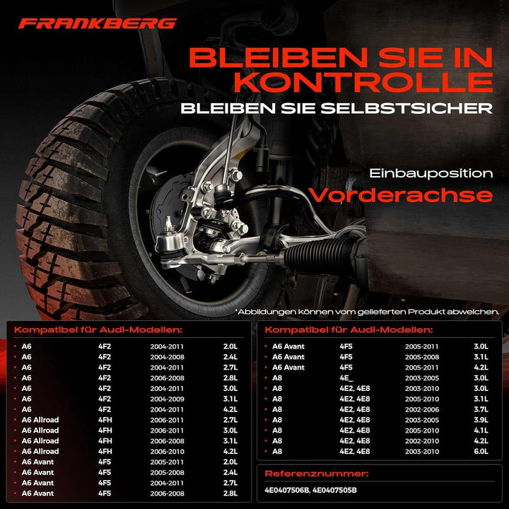 Frankberg 2x Querlenker Vorderachse Vorne Oben Kompatibel mit A6 4F2 C6 2004-2011 A8 4E2 4E8 2002-20