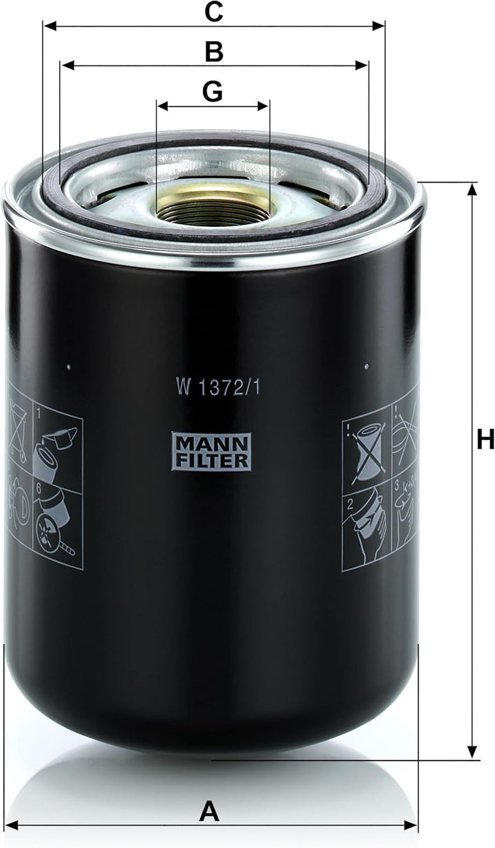 MANN-FILTER W 1372/1 Ölfilter – Hydraulikfilter – Für PKW und Nutzfahrzeuge