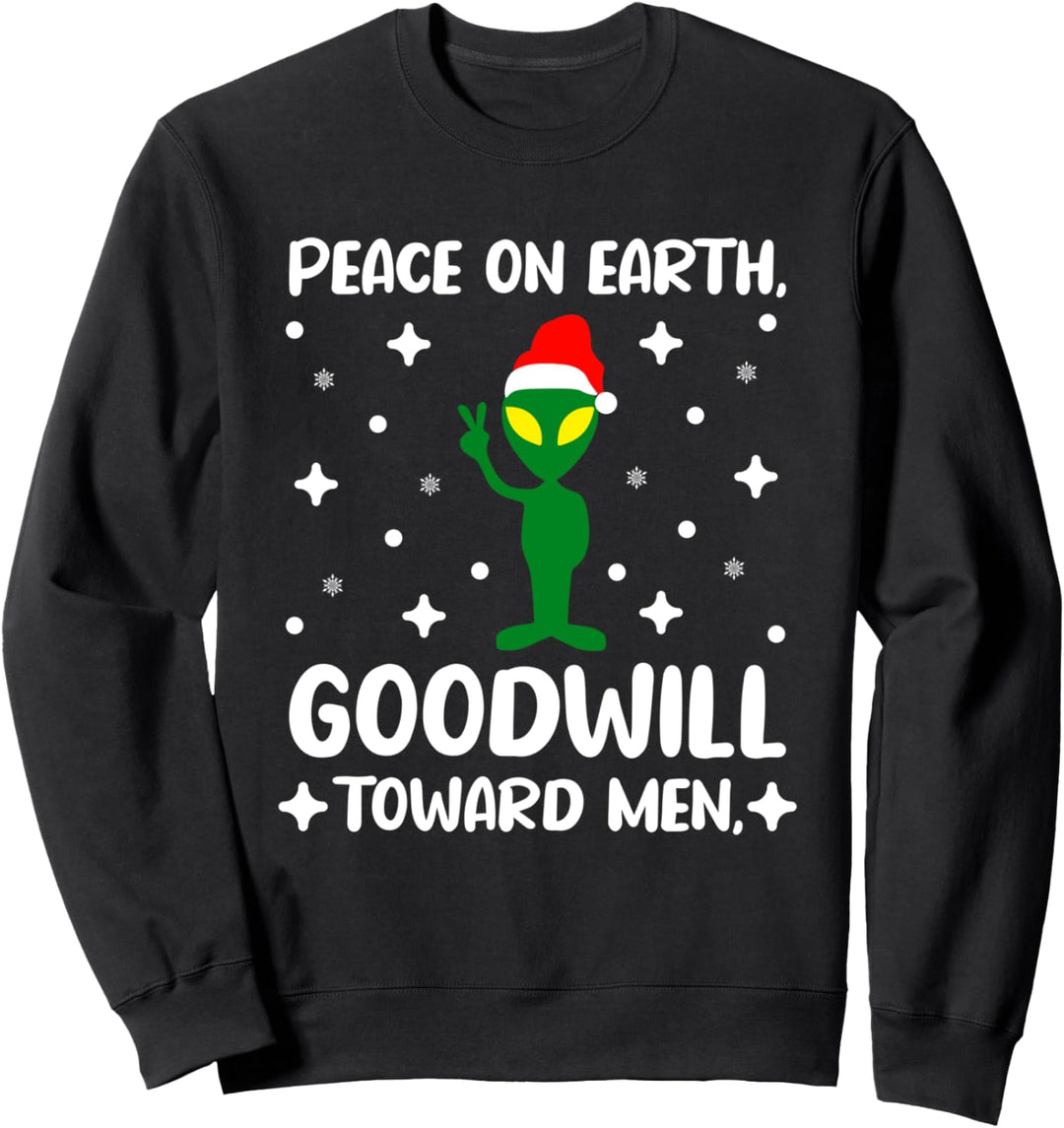 Peace on Earth Goodwill Toward Herren Alien-Weihnachtsmann-Mütze, Pacifist Sweatshirt