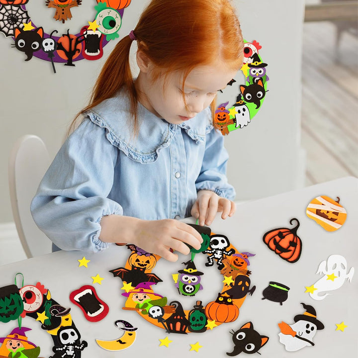 Benjia Halloween-Filzkranz- und Ornamente-Bastelset für Kinder (2502), 4 Stück Halloween-2, Hallowee