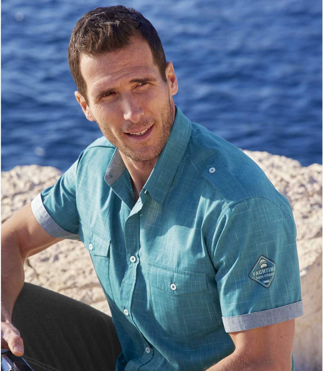 ATLAS FOR MEN - Herrenhemd - Kurze Ärmel - Verfügbar in grossen Grössen von M bis 5XL XL Smaragdgrün