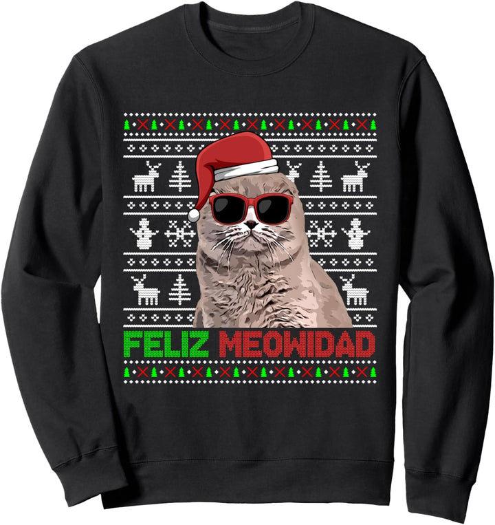 Schottische Katze Feliz Meowidad Lustige Weihnachten Sweatshirt