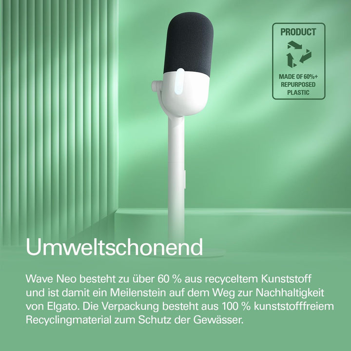 Elgato Wave Neo – USB Kondensatormikrofon, Stummschalten per Tippen, für Gaming, Streaming, Konferen