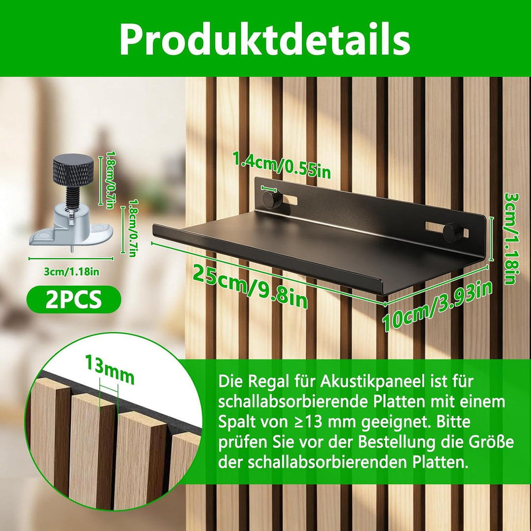 Hysagtek Regal für Akustikpaneel - 1 Stück Metall Zubehör Akustikpaneele Ohne Bohren, Schwarze Schwe