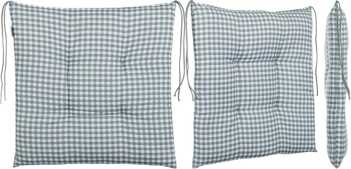 Brandsseller 6er-Set Sitzkissen 40x40x5 cm kariert Stuhlkissen mit 4-Punkt-Steppung &amp; Kordelbändern