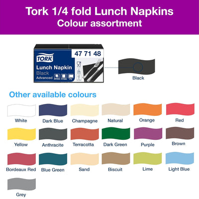 Tork 477148 Lunchservietten Schwarz / 2-lagige Servietten für kleine Gerichte & Snacks / Advanced Qu