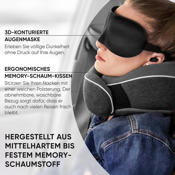 Proglobe Nackenkissen Flugzeug, Reisekissen 100% Memory Foam, Orthopädisches Nackenhörnchen, Für Rei