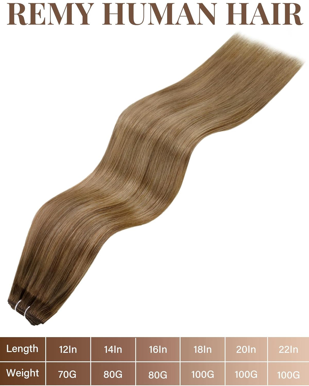 Hetto Balayage Echthaar Tressen Extensions Mittel Braun zu Hellbraun und Dunkelste BlondineTressen E