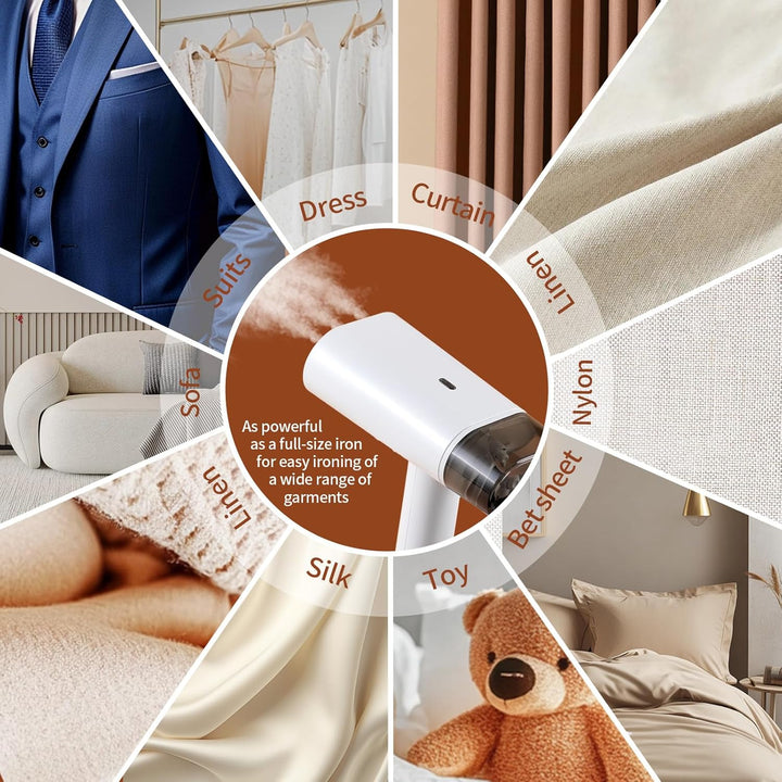 Dampfer für Kleidung,Handdampfer mit horizontalem und vertikalem Dampfen, 20s Aufheizen 120ml Wasser